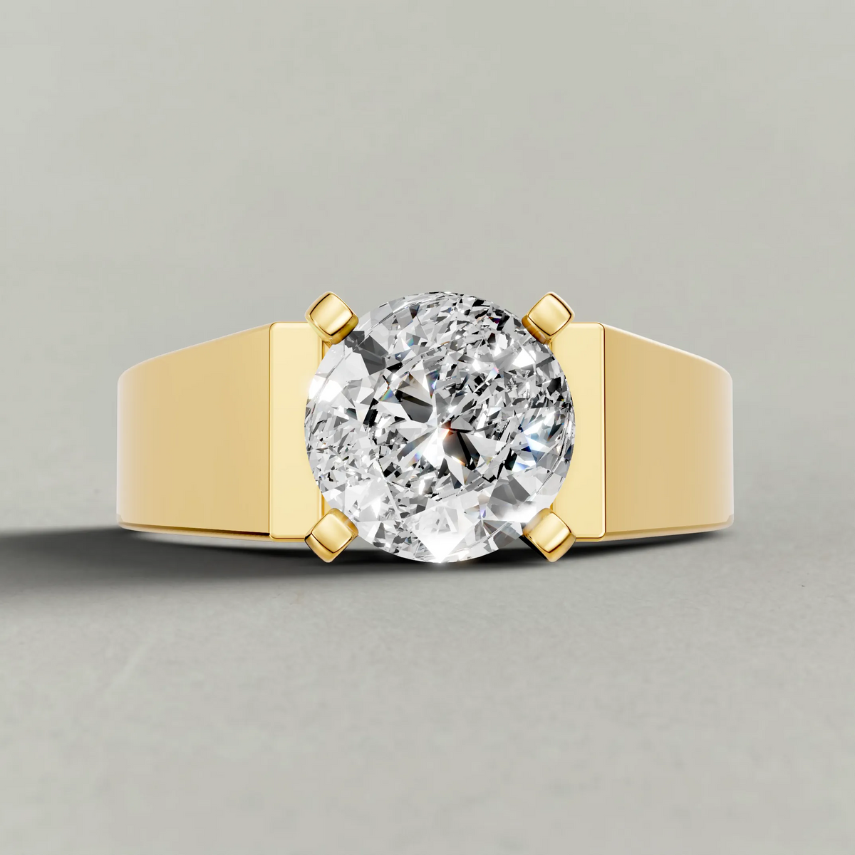Sculpted Cathedral Solitaire Engagement Ring (2315) in Yellow Gold zoomed in on diamond