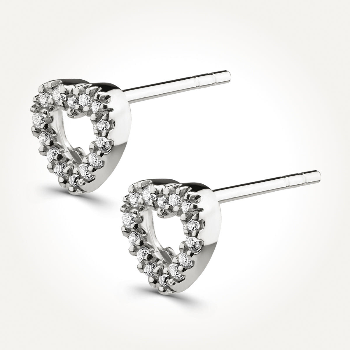 14KT White Gold Heart Stud Earrings 0.10 CT. T.W. 