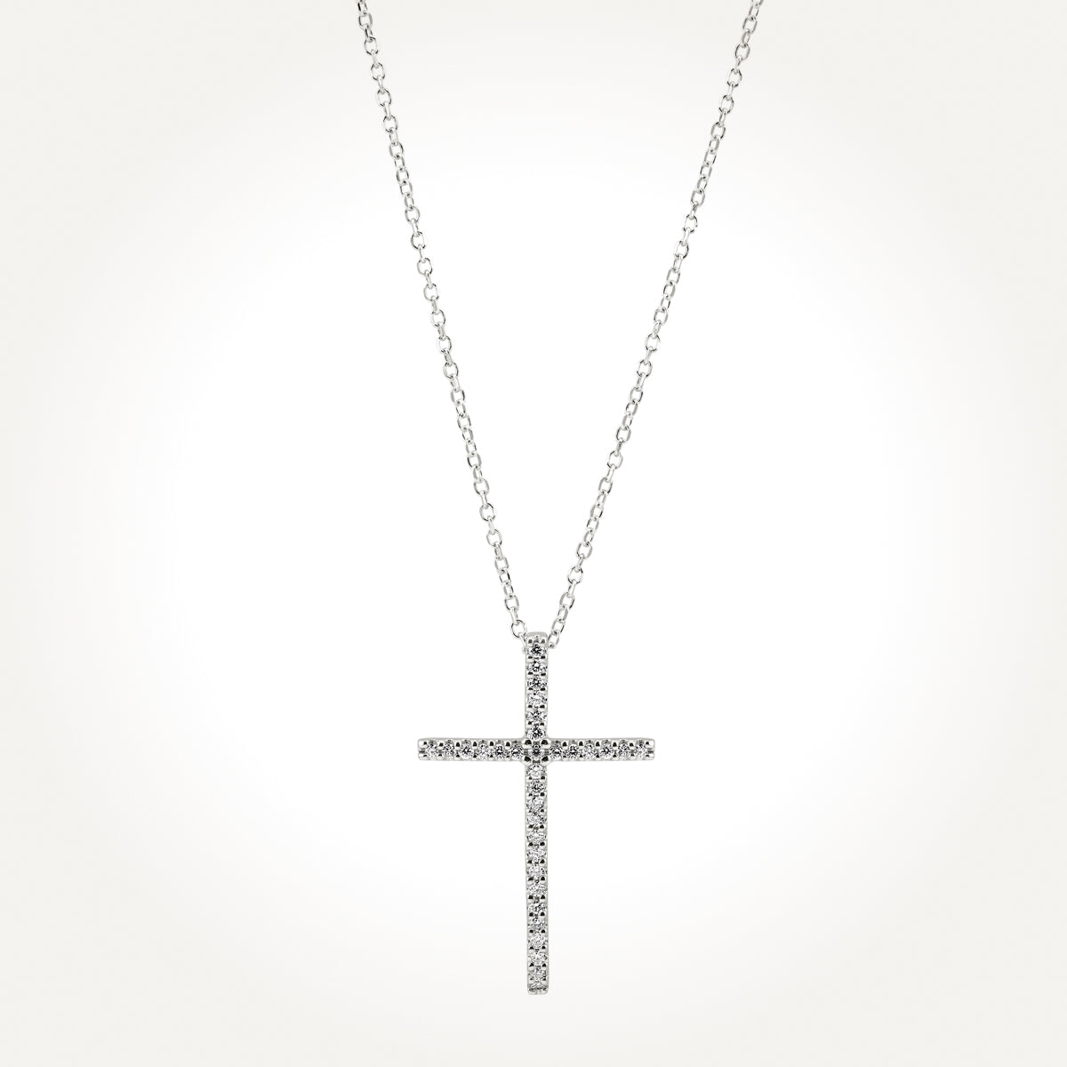 14KT White Gold Cross Necklace 