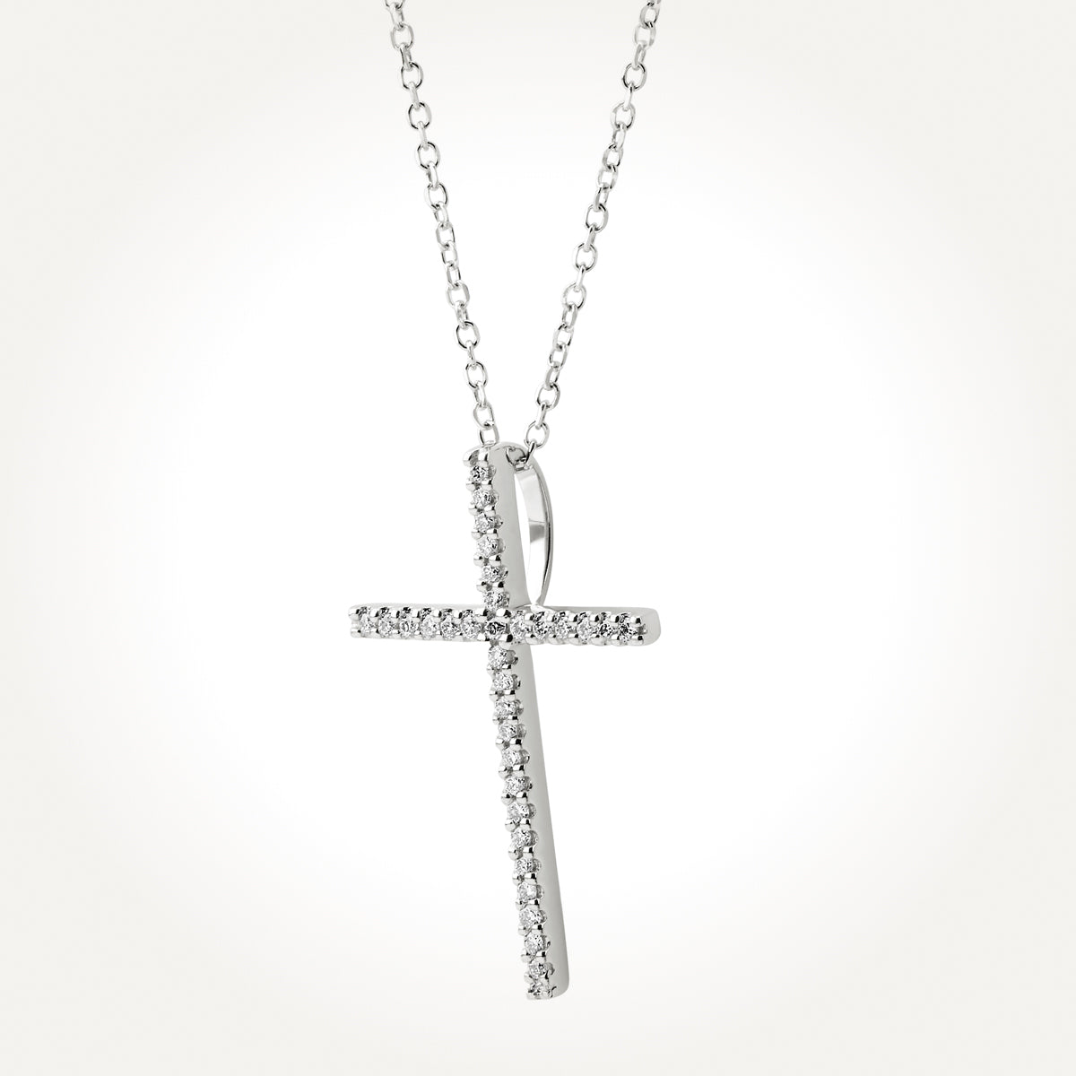 14KT White Gold Cross Necklace 