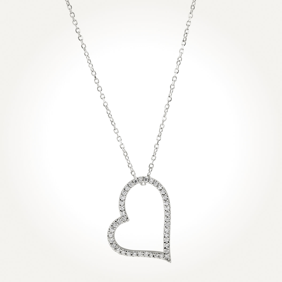 14KT White Gold Heart Necklace 