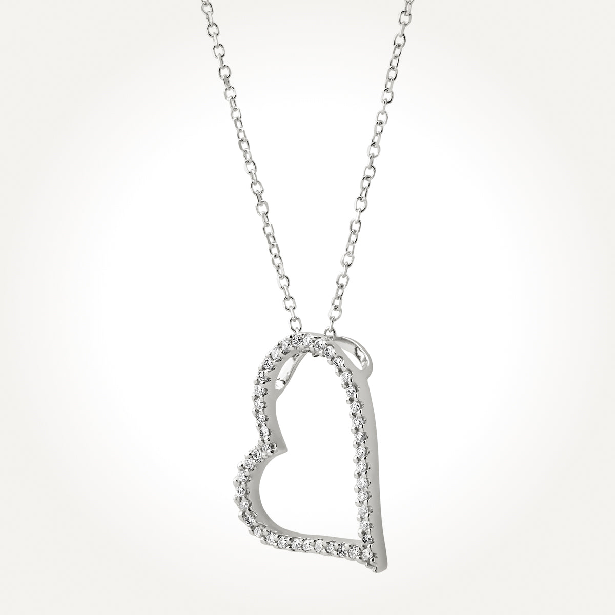 14KT White Gold Heart Necklace 