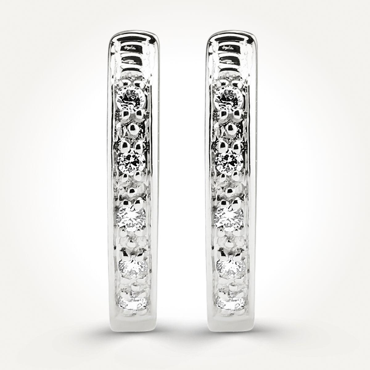 10KT White Gold Hoop Earring 0.05 CT. T.W. 