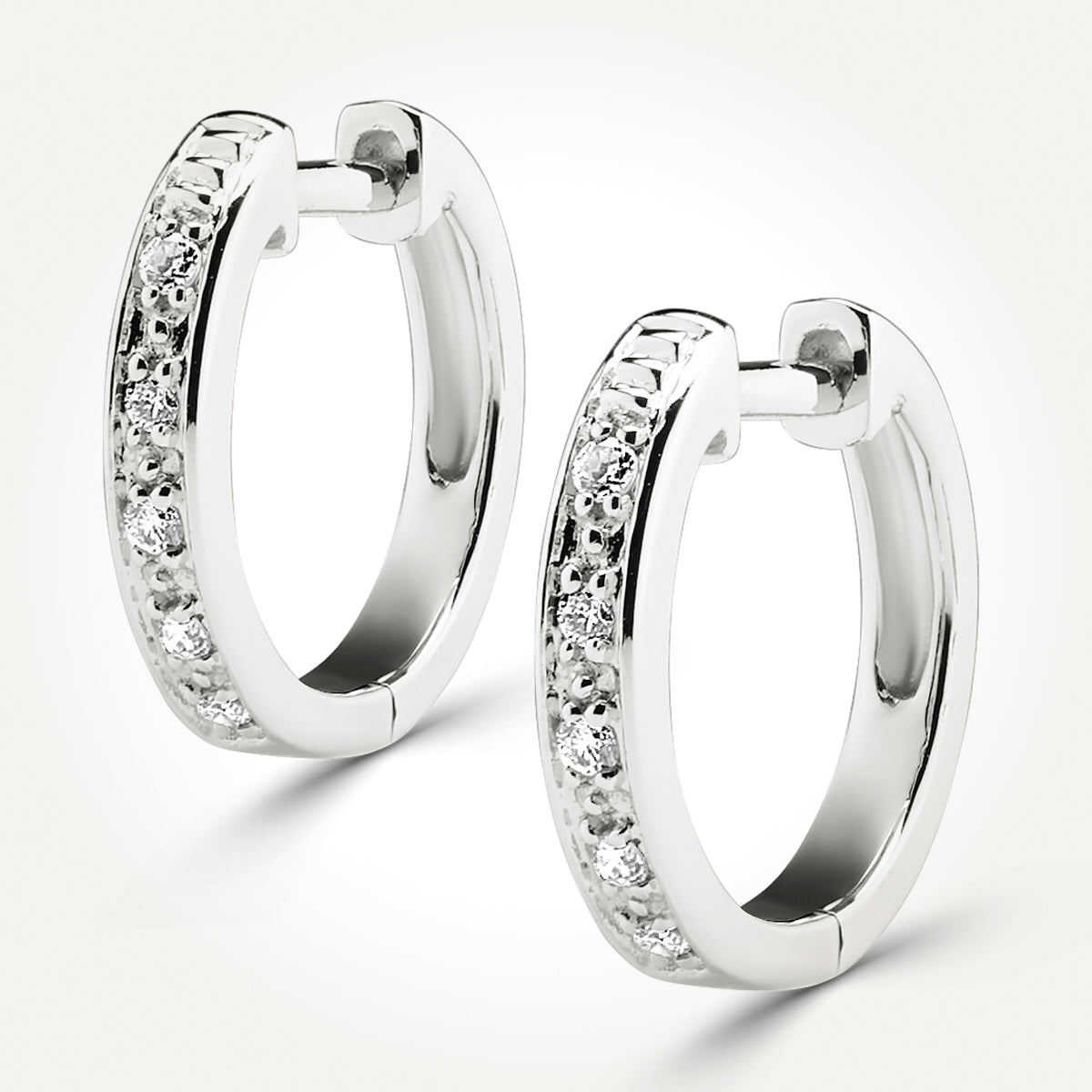 10KT White Gold Hoop Earring 0.05 CT. T.W. 