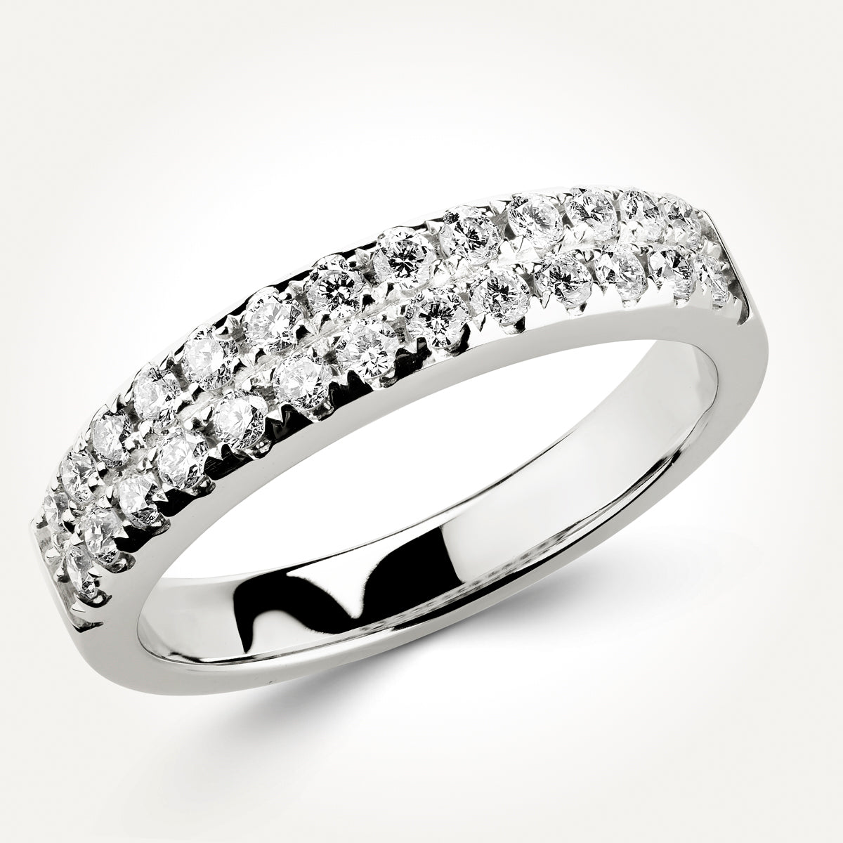 14KT White Gold Double Row Ring 