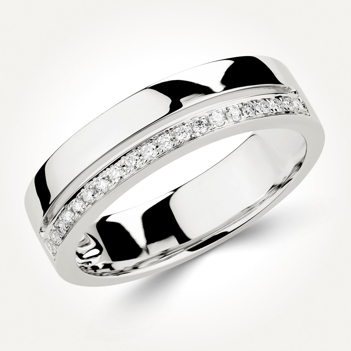 14KT White Gold Double Row Ring 