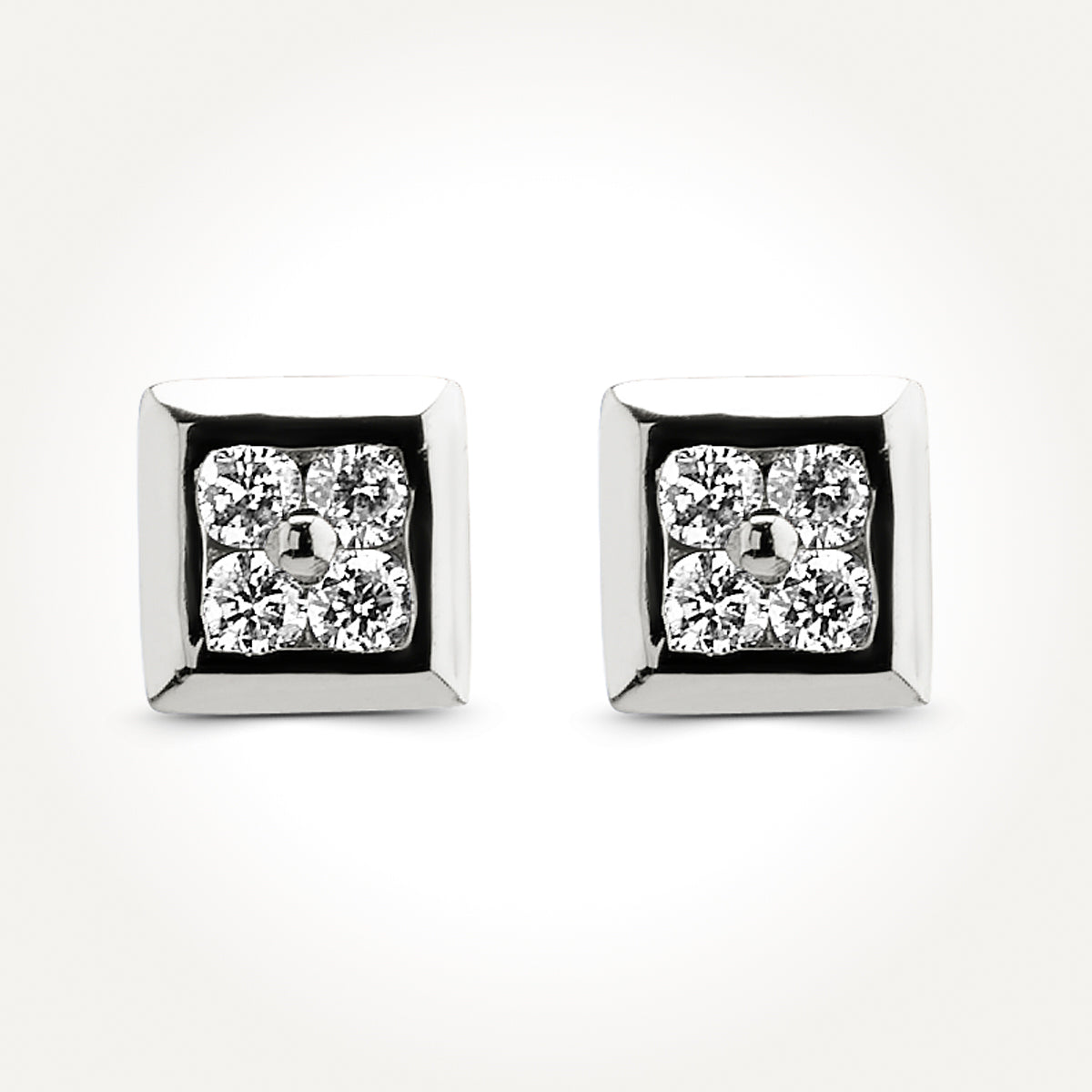 14KT White Gold Fancy Square Stud Earrings 0.07 CT. T.W. $289.00 