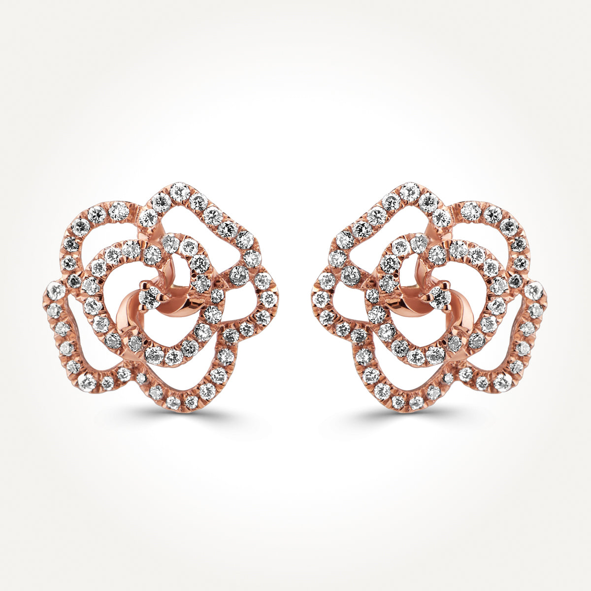 14KT Rose Gold Camelia Stud Earrings 0.22 CT. T.W. 