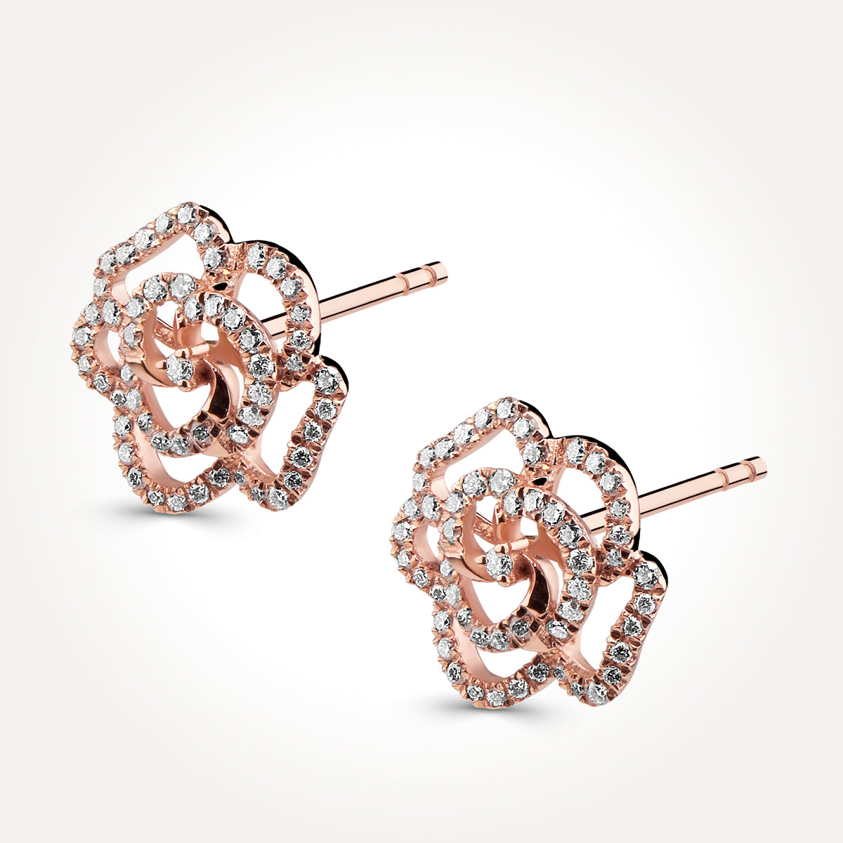 14KT Rose Gold Camelia Stud Earrings 0.22 CT. T.W. 
