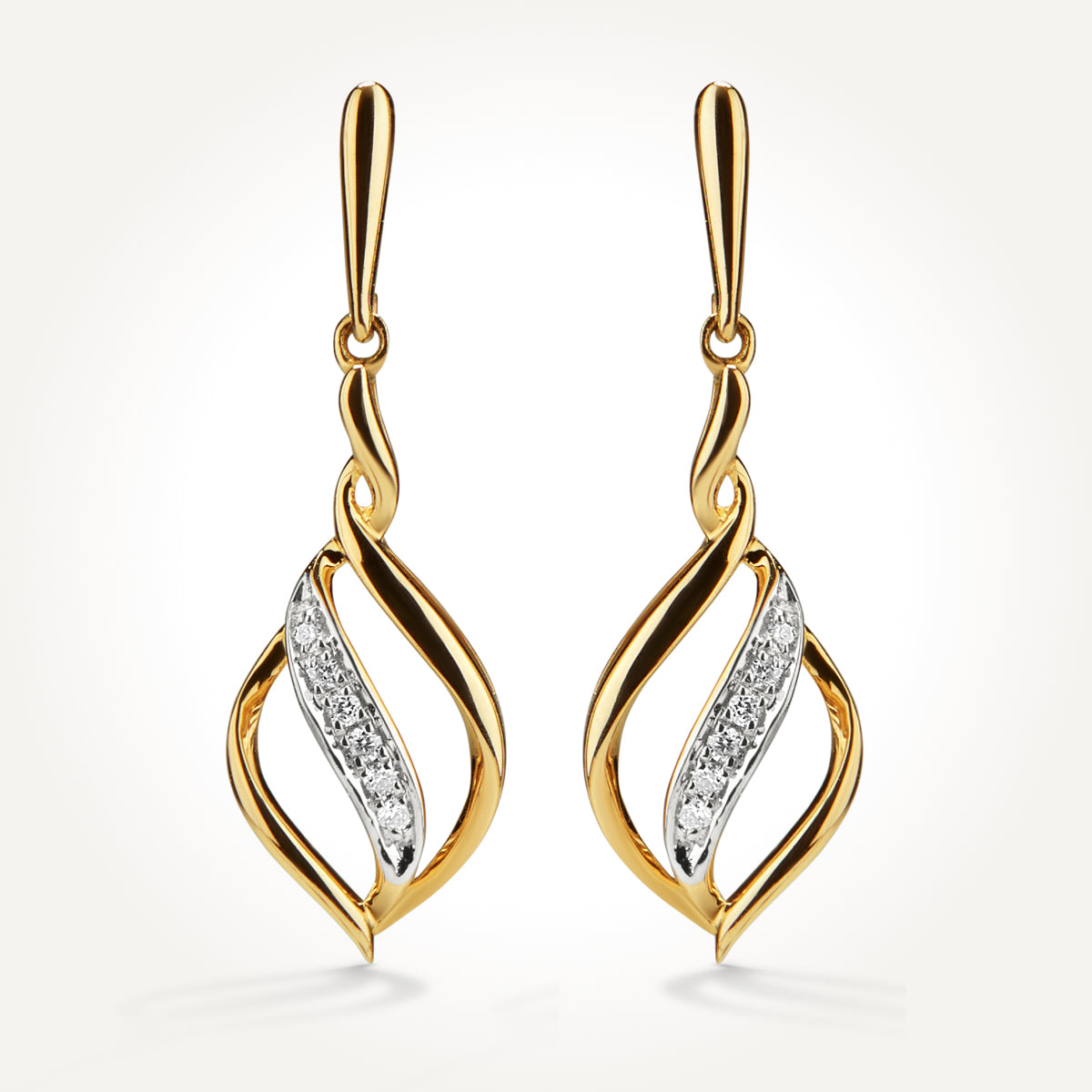 14KT Yellow Gold Drop Earrings 0.04 CT. T.W. 