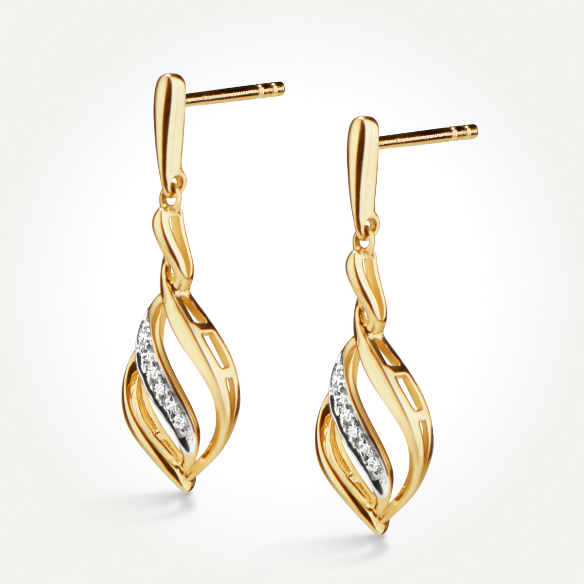 14KT Yellow Gold Drop Earrings 0.04 CT. T.W. 