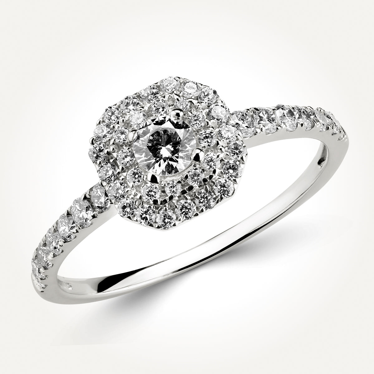 14KT White Gold Double Halo Ring 