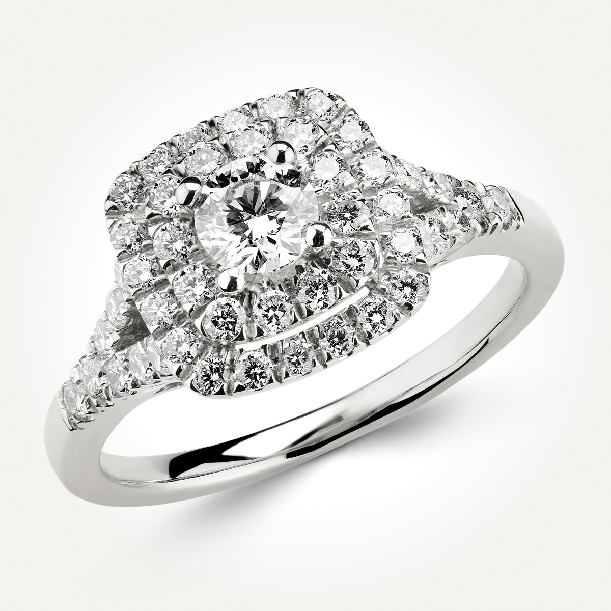 14KT White Gold Double Halo Ring 
