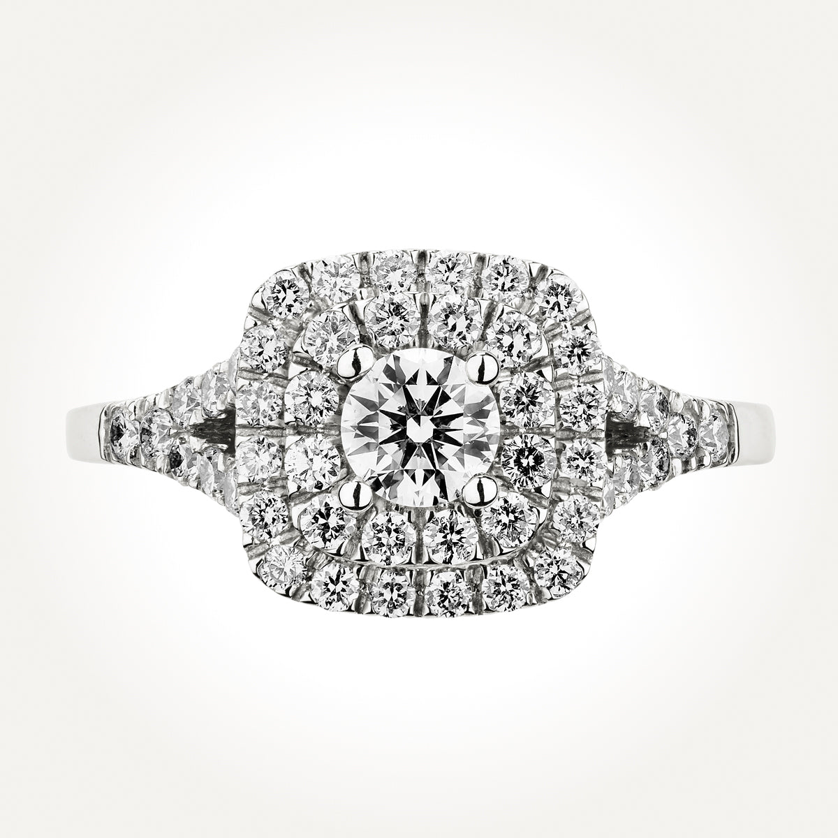 14KT White Gold Double Halo Ring 