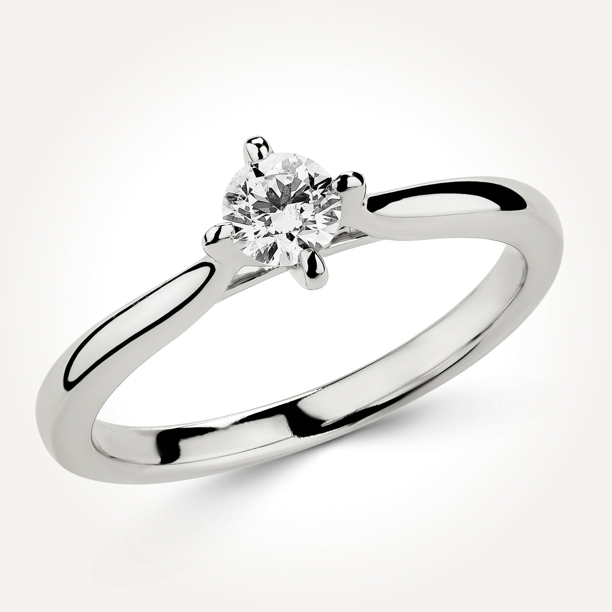 14KT White Gold Round Solitaire Ring 