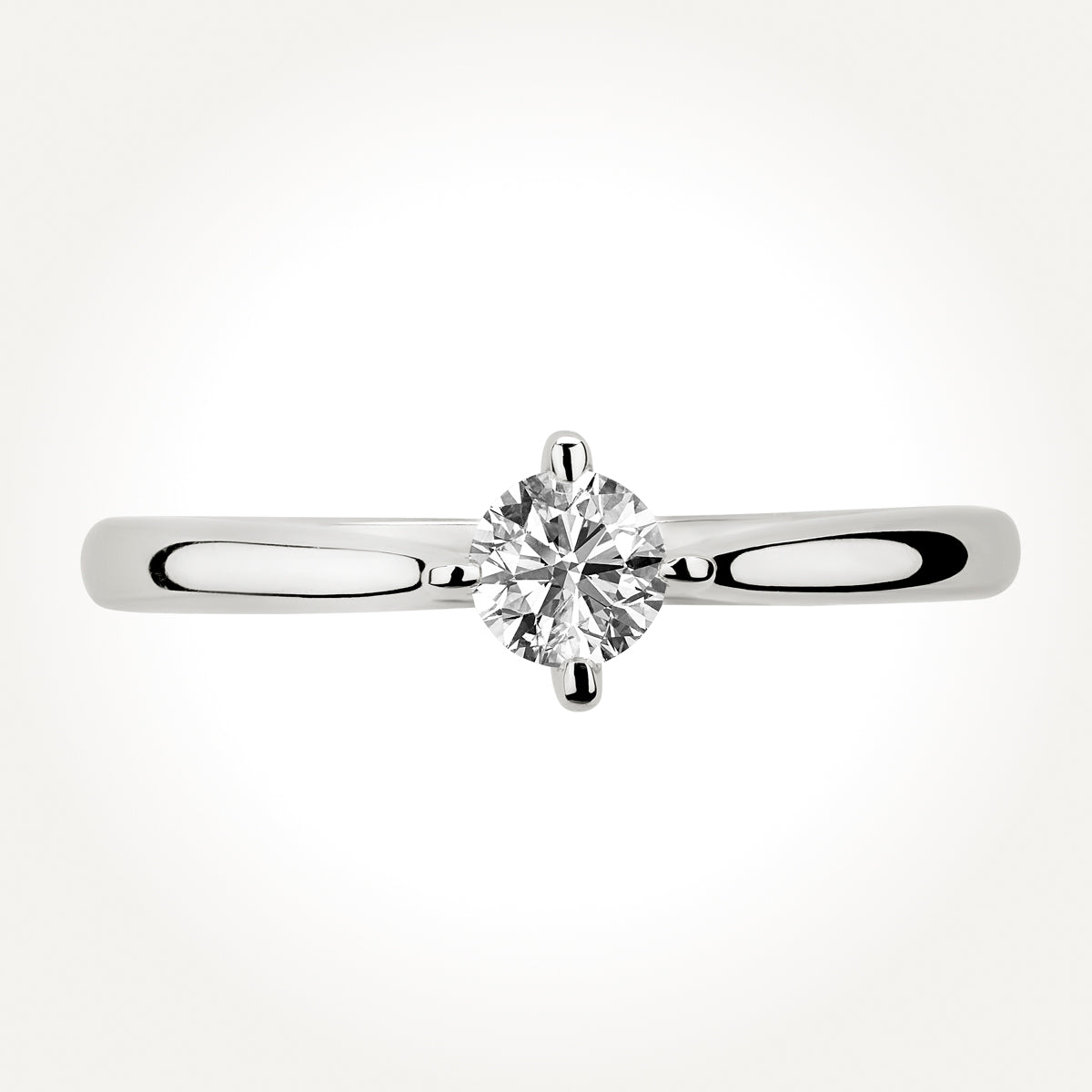 14KT White Gold Round Solitaire Ring 