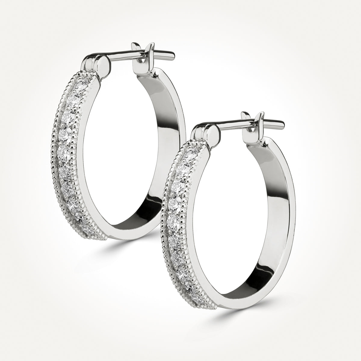 14KT White Gold Hoop Earrings 0.40 CT. T.W. 