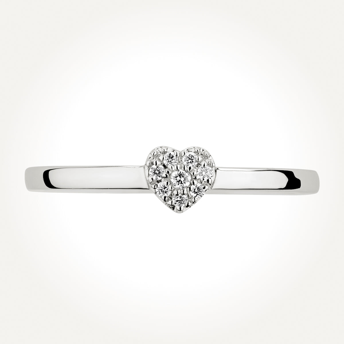 14KT White Gold Heart Cluster Ring 