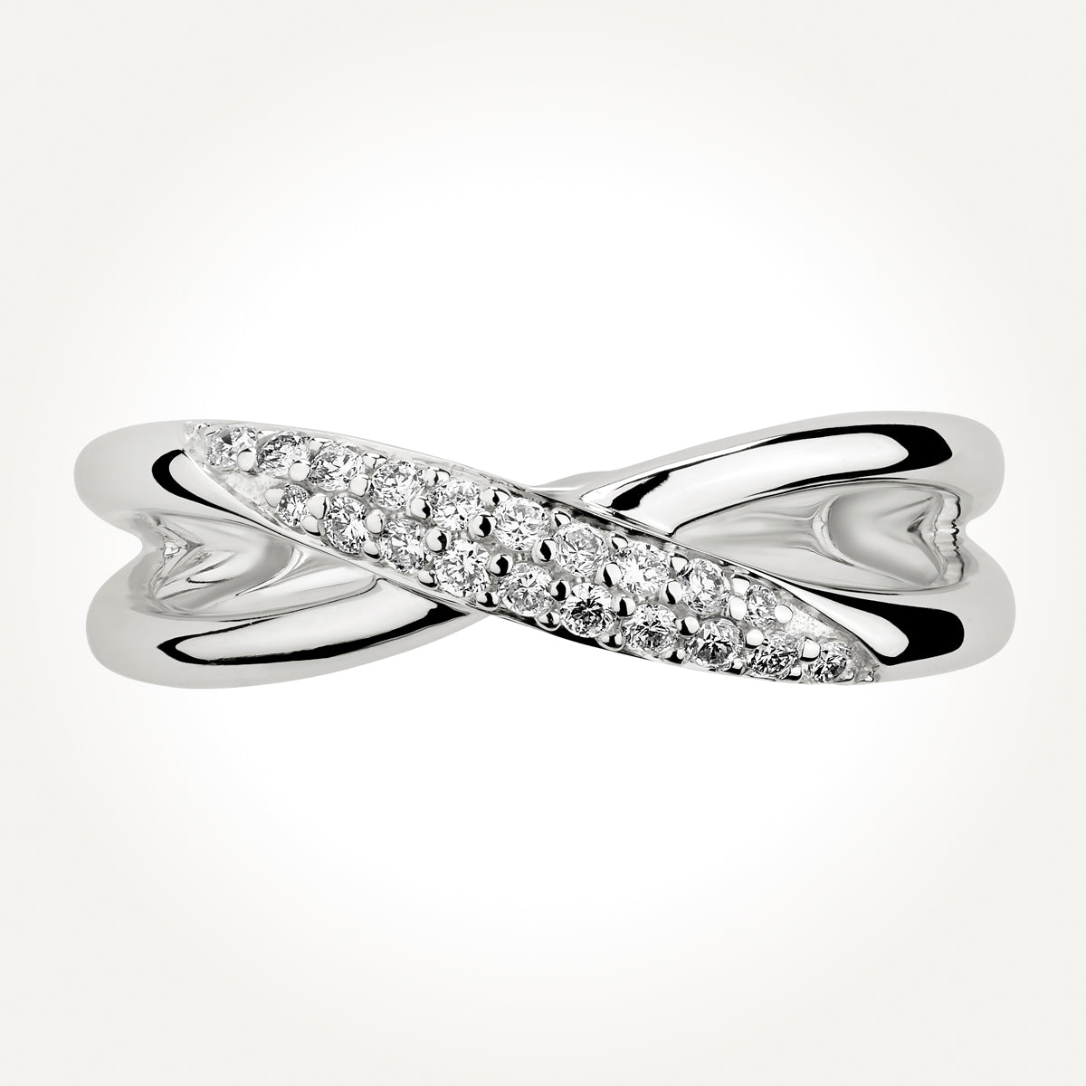14KT White Gold Crossover Ring 