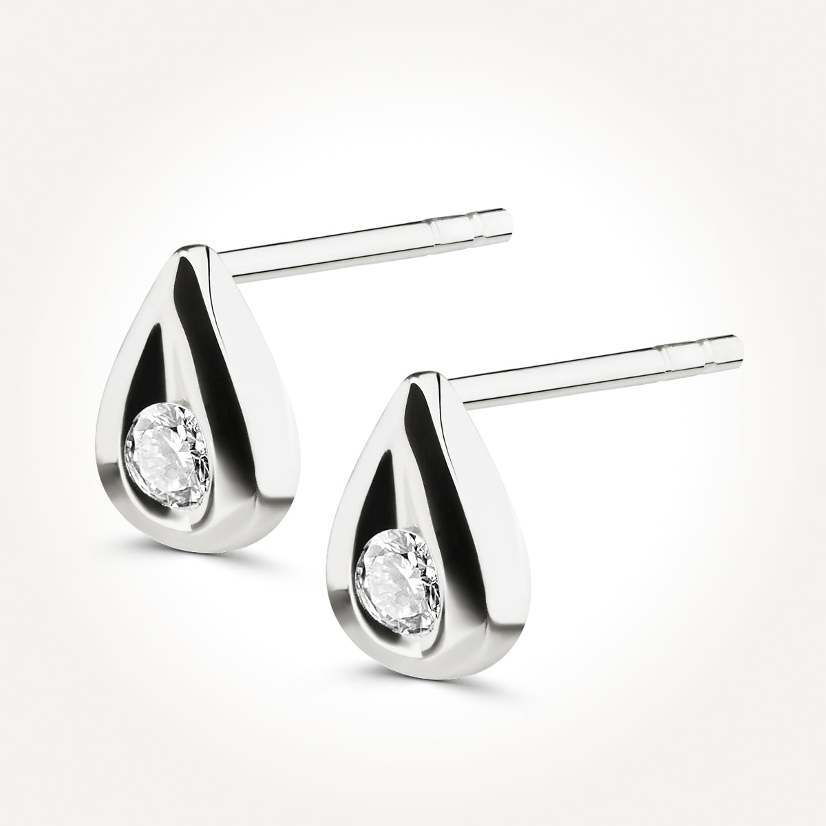 10KT White Gold Pear Shaped Stud Earrings 0.10 CT. T.W. 
