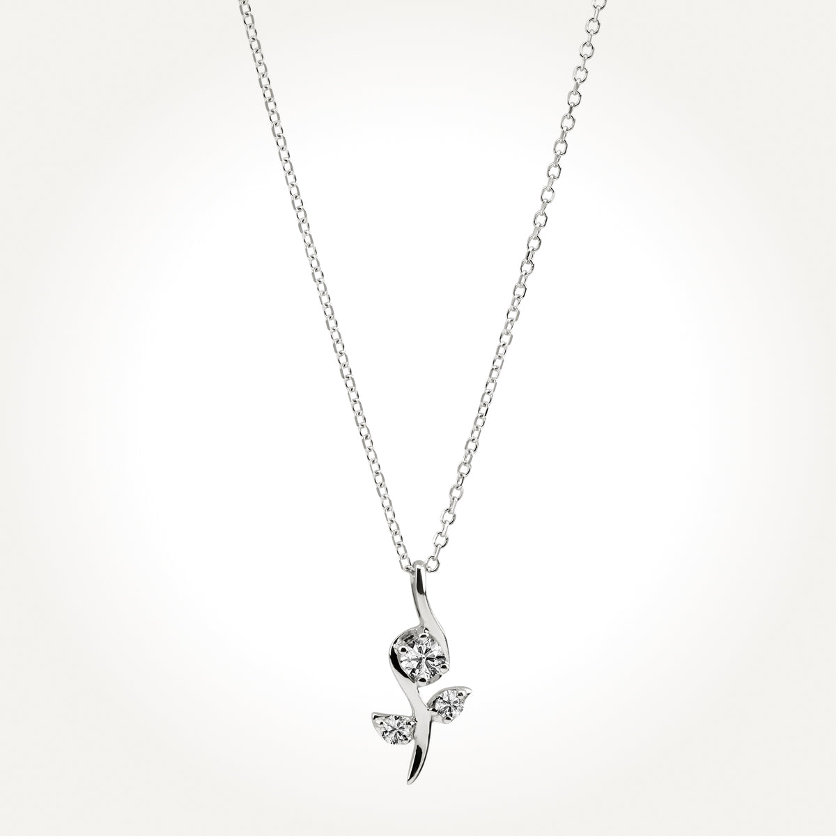 14KT White Gold Flower Necklace 