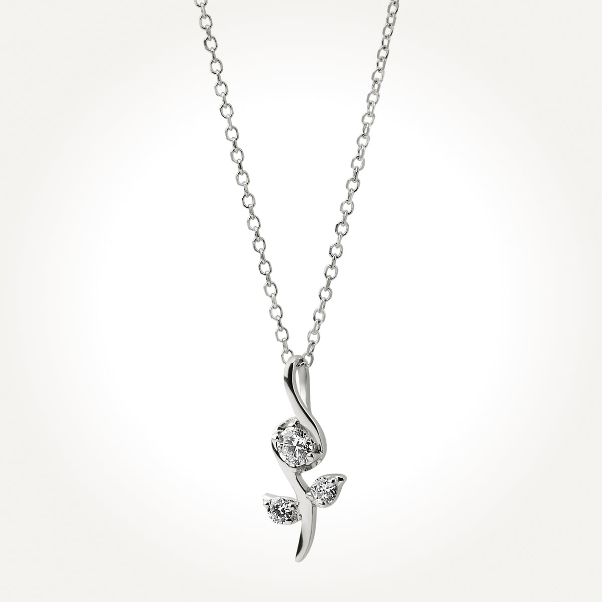 14KT White Gold Flower Necklace 