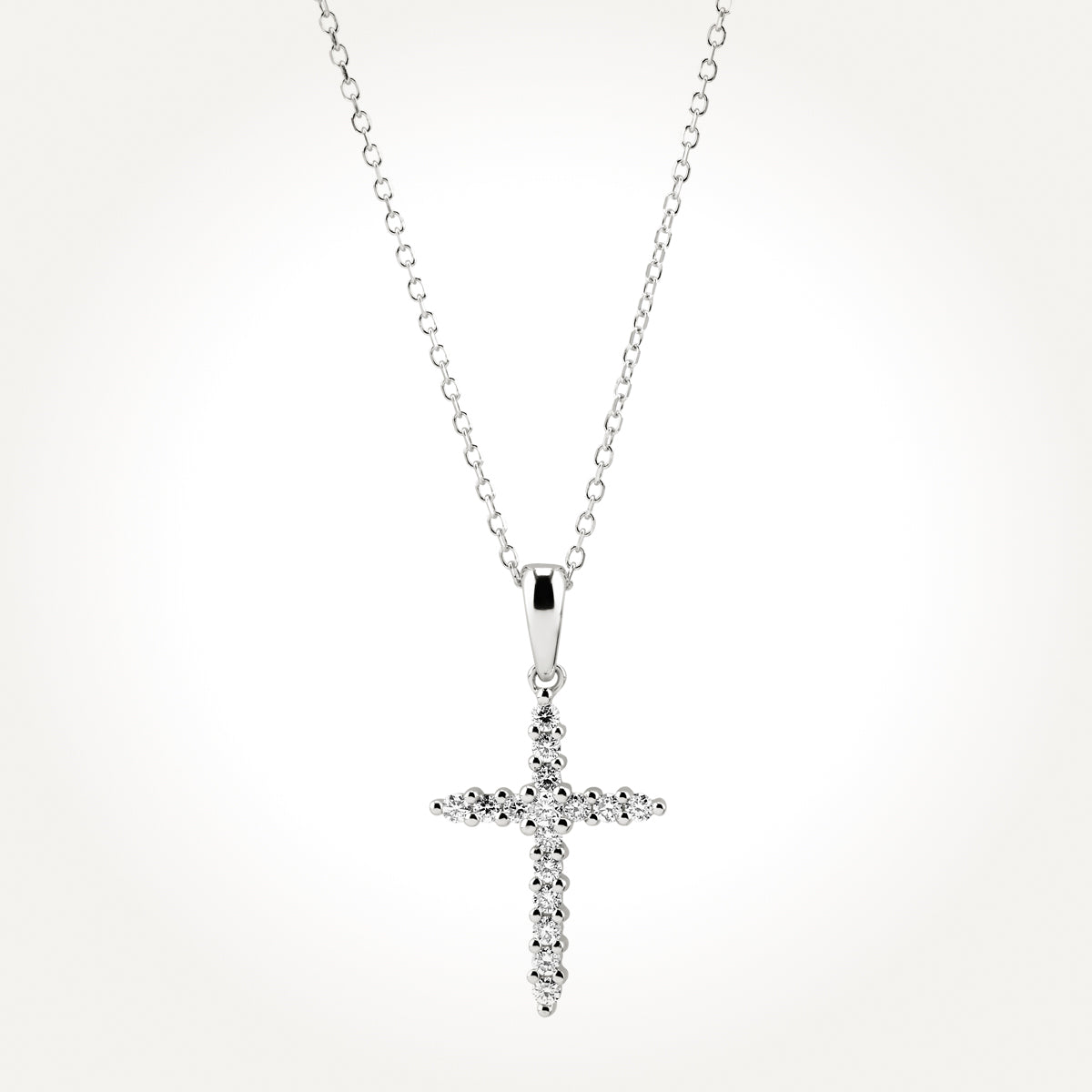14KT White Gold Cross Necklace 