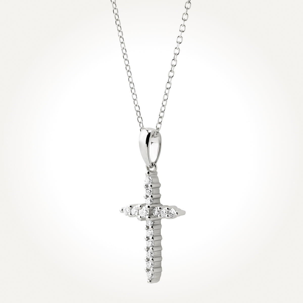 14KT White Gold Cross Necklace 