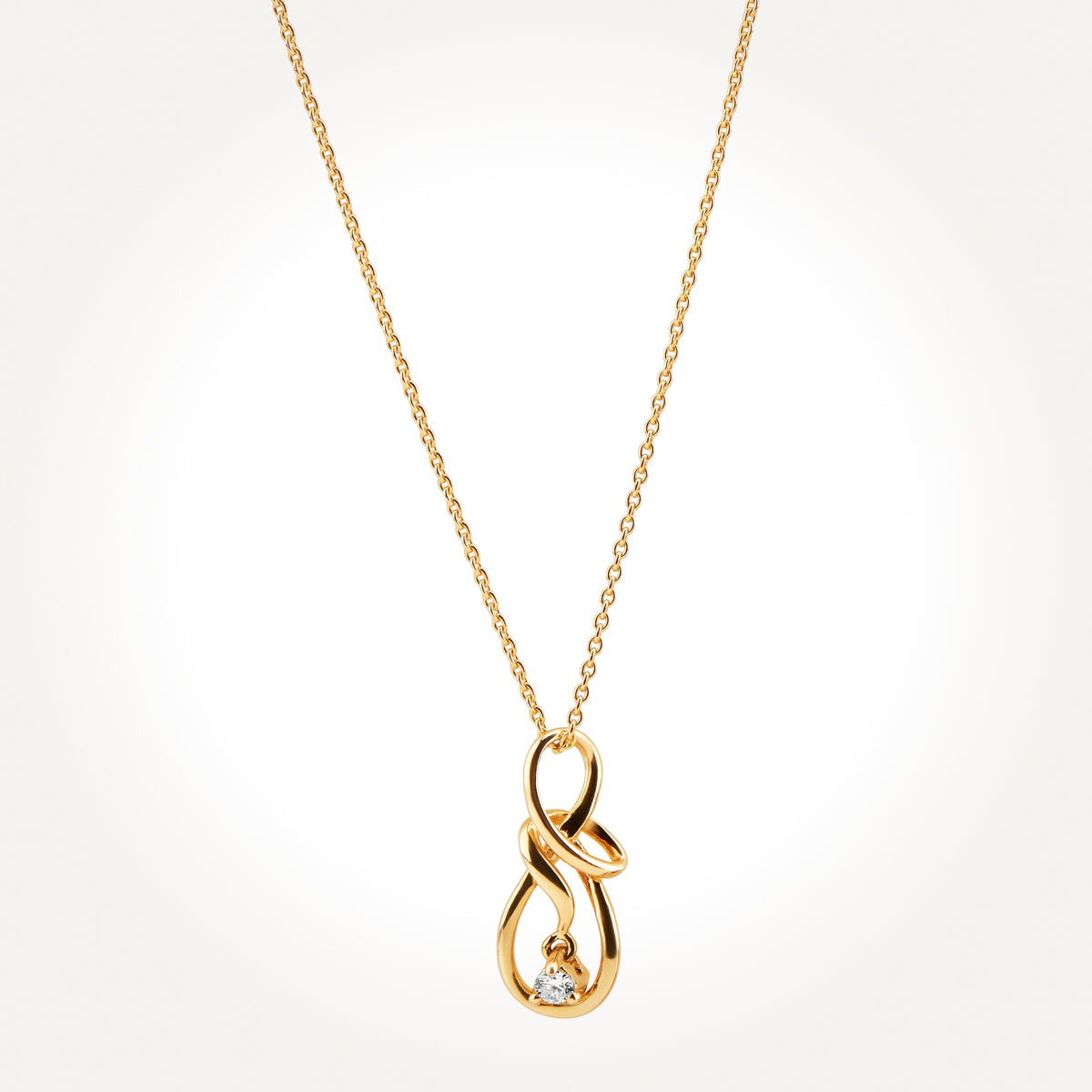 14KT Yellow Gold Solitaire Drop Necklace 