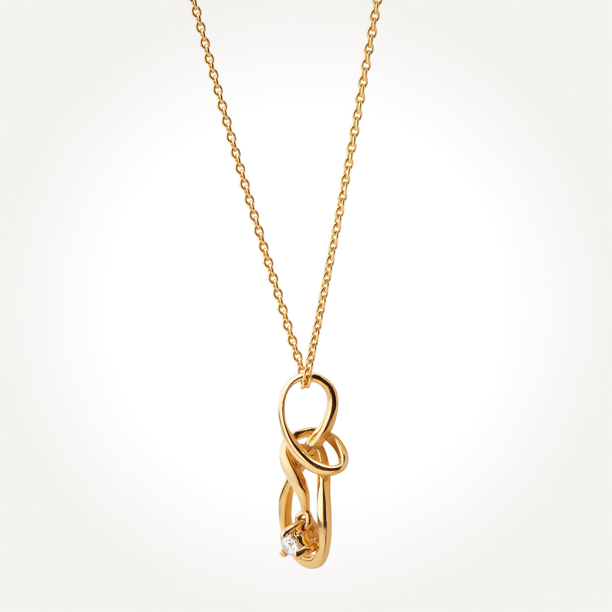 14KT Yellow Gold Solitaire Drop Necklace 
