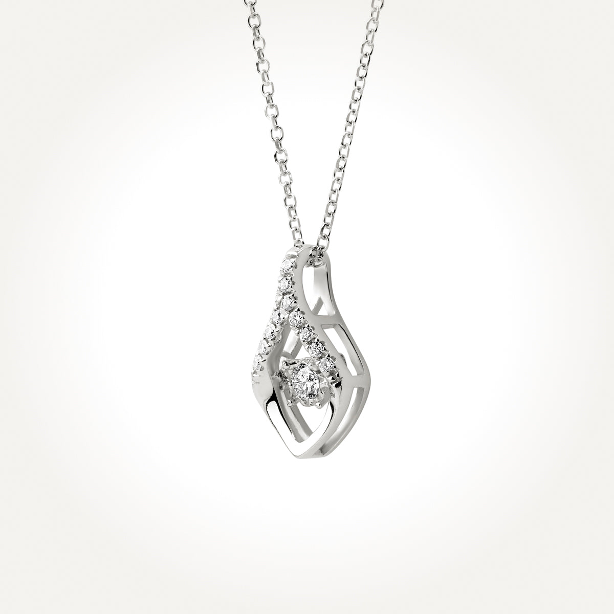 14KT White Gold Drop Necklace 