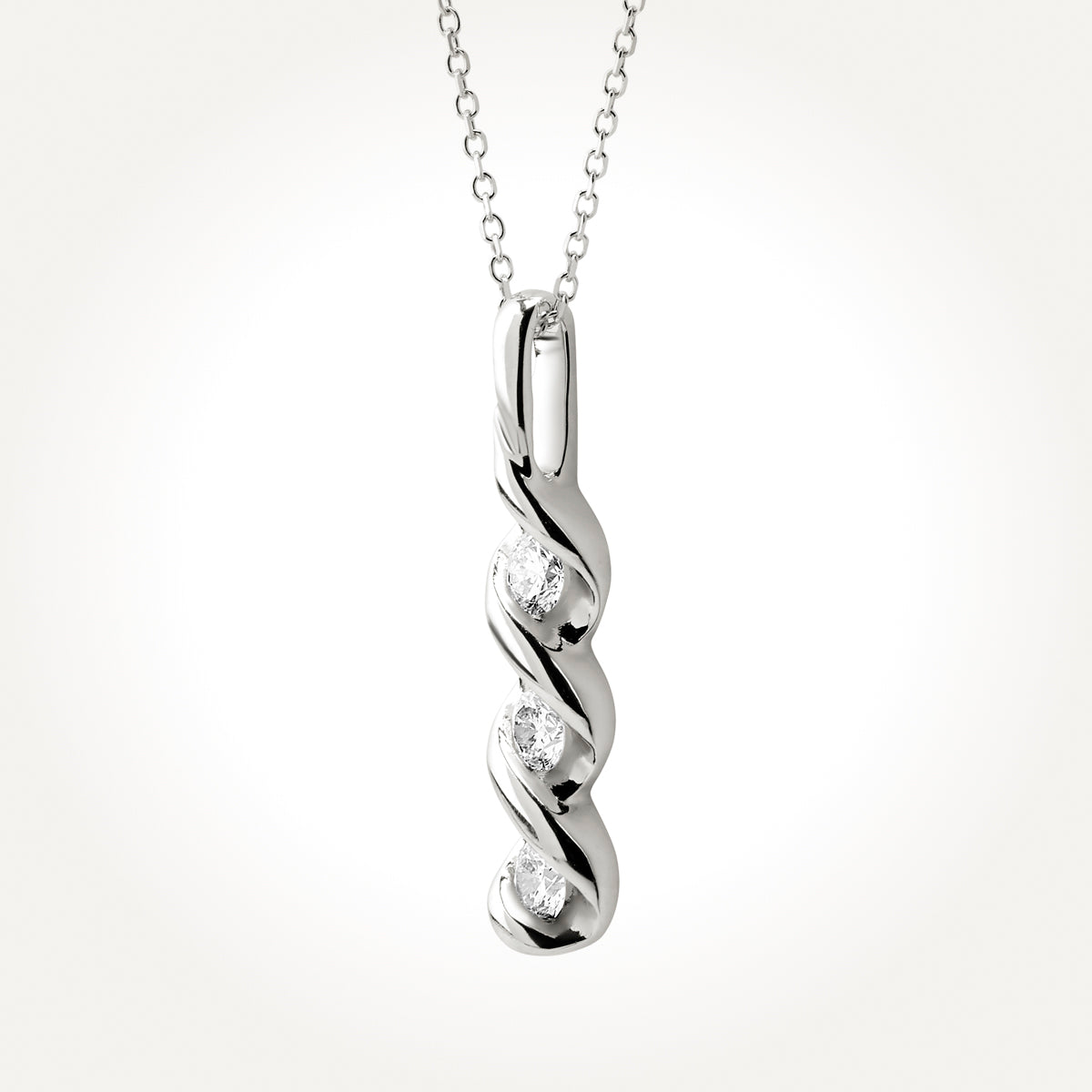 14KT White Gold Three Stone Necklace 