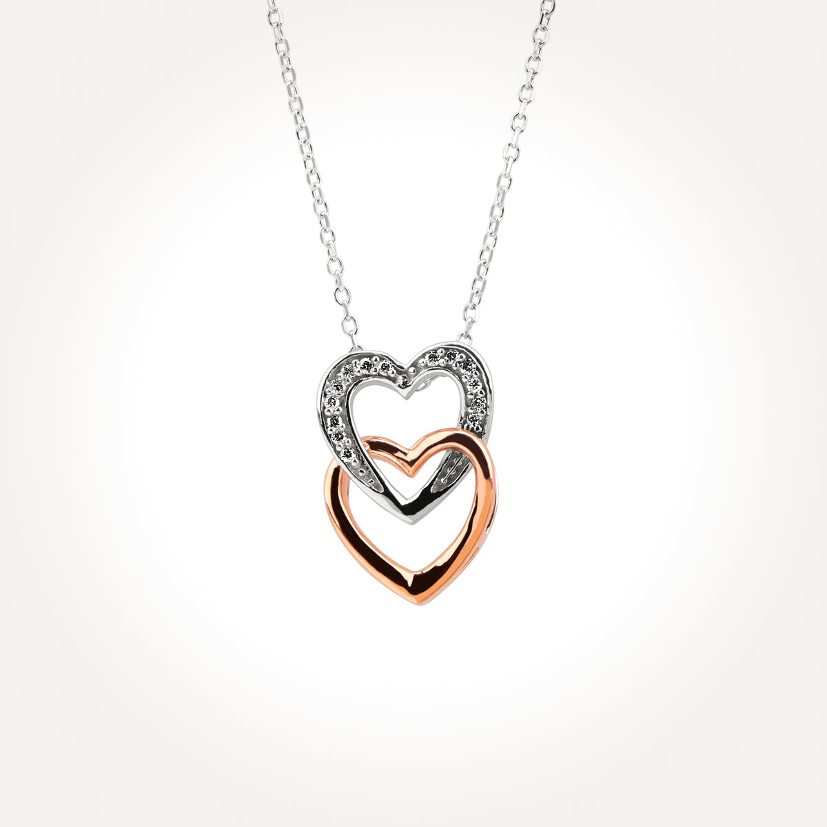 14KT Two Toned Double Heart Necklace 