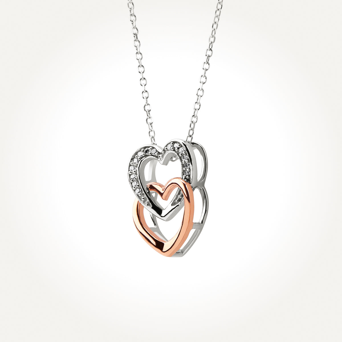14KT Two Toned Double Heart Necklace 