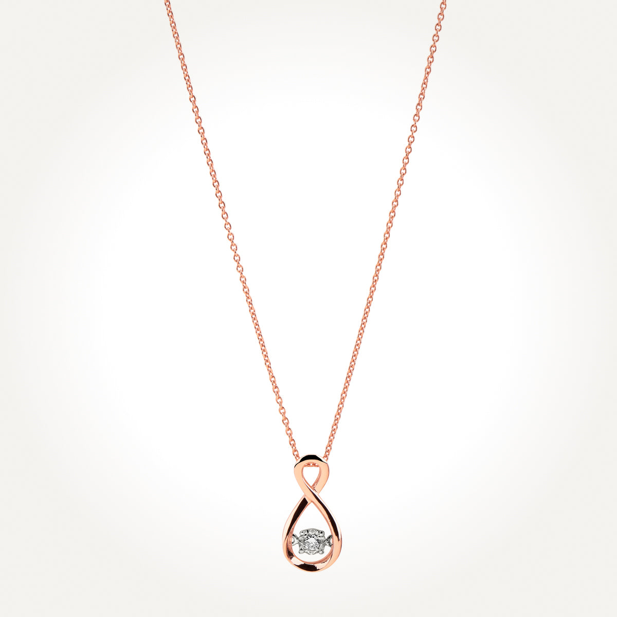 14KT Rose Gold Solitaire Twist Drop Necklace 
