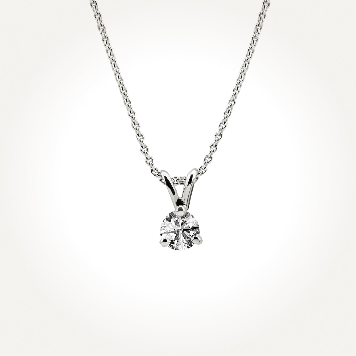 14KT White Gold Solitaire Necklace 