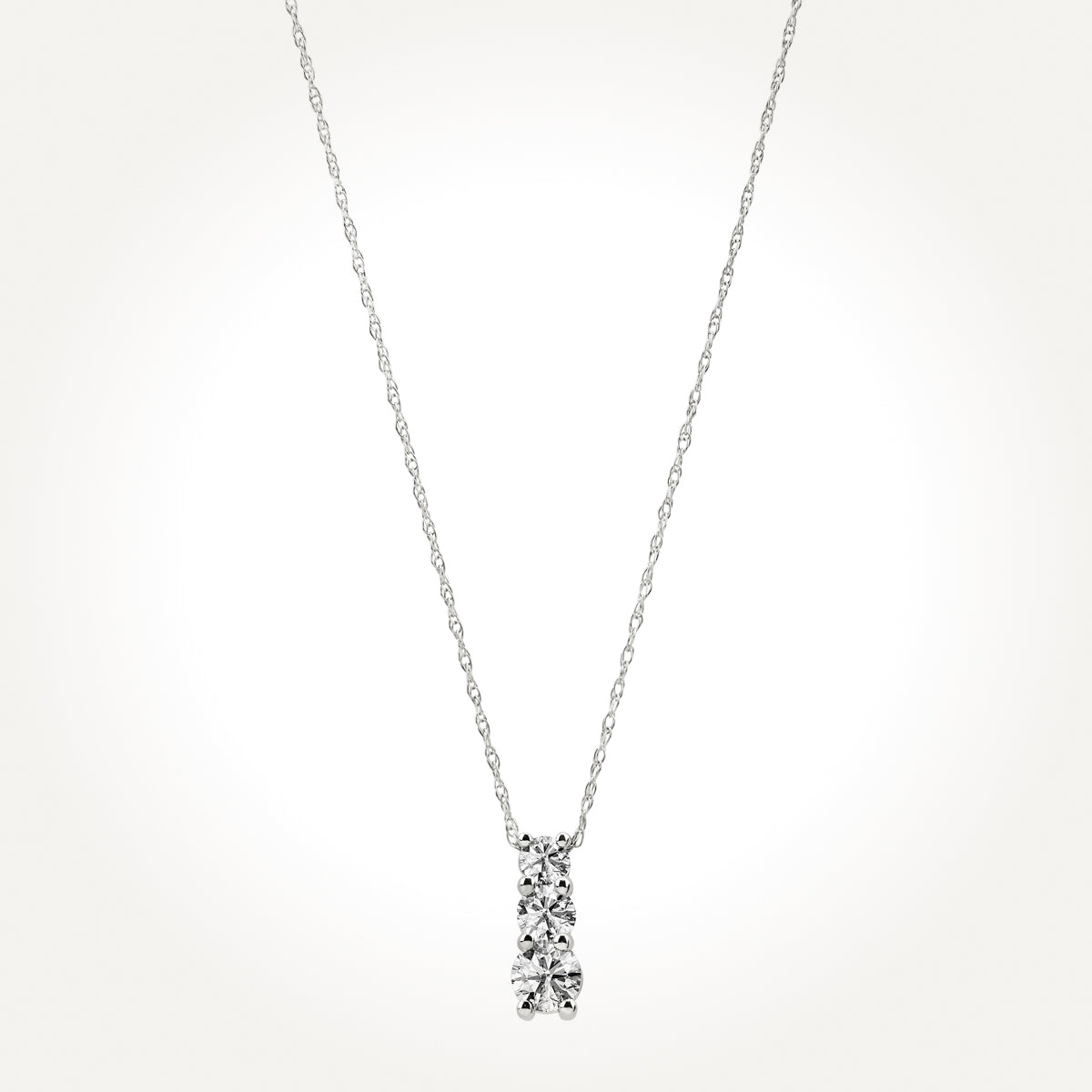 14KT White Gold Three Stone Necklace 