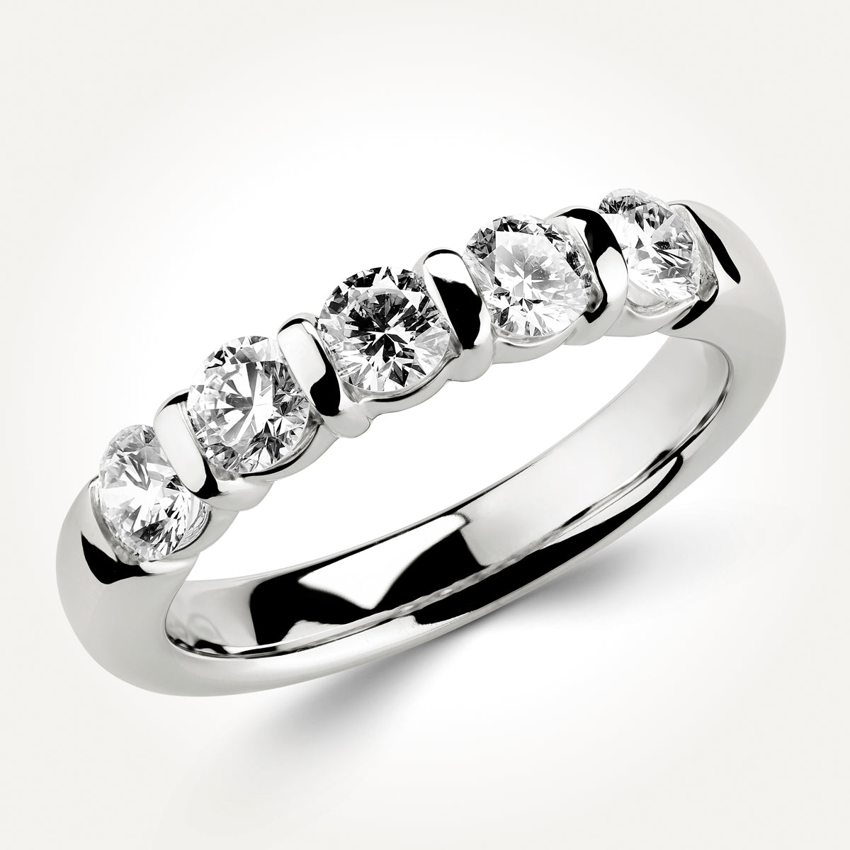 14KT White Gold Five Stone Ring 