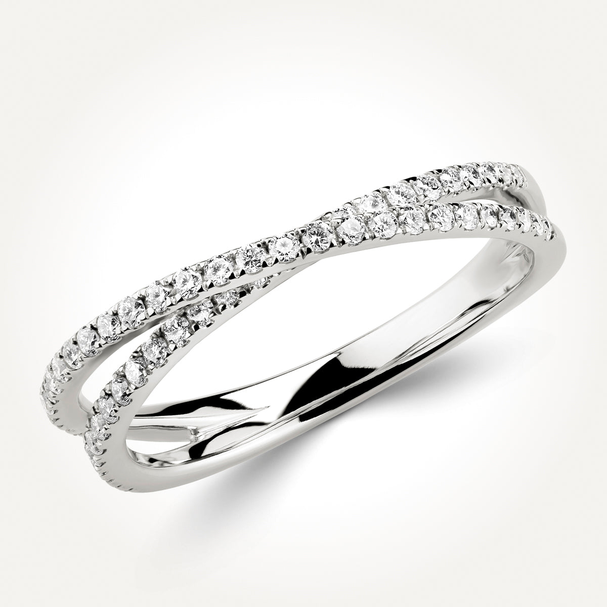 14KT White Gold Double Row Twist Ring 