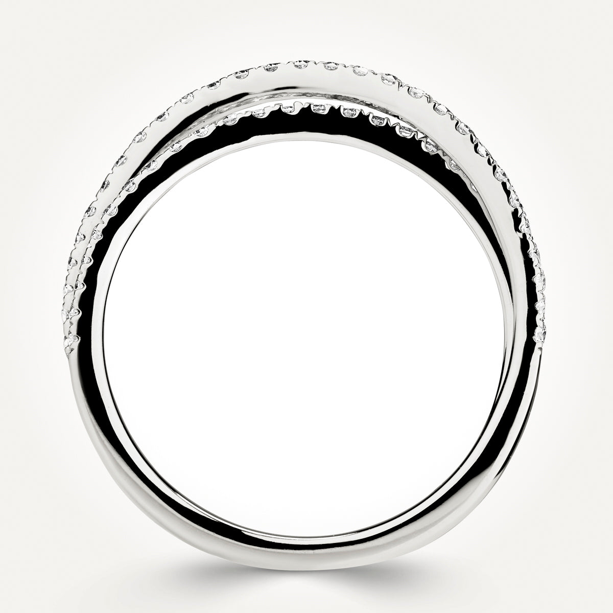 14KT White Gold Double Row Twist Ring 
