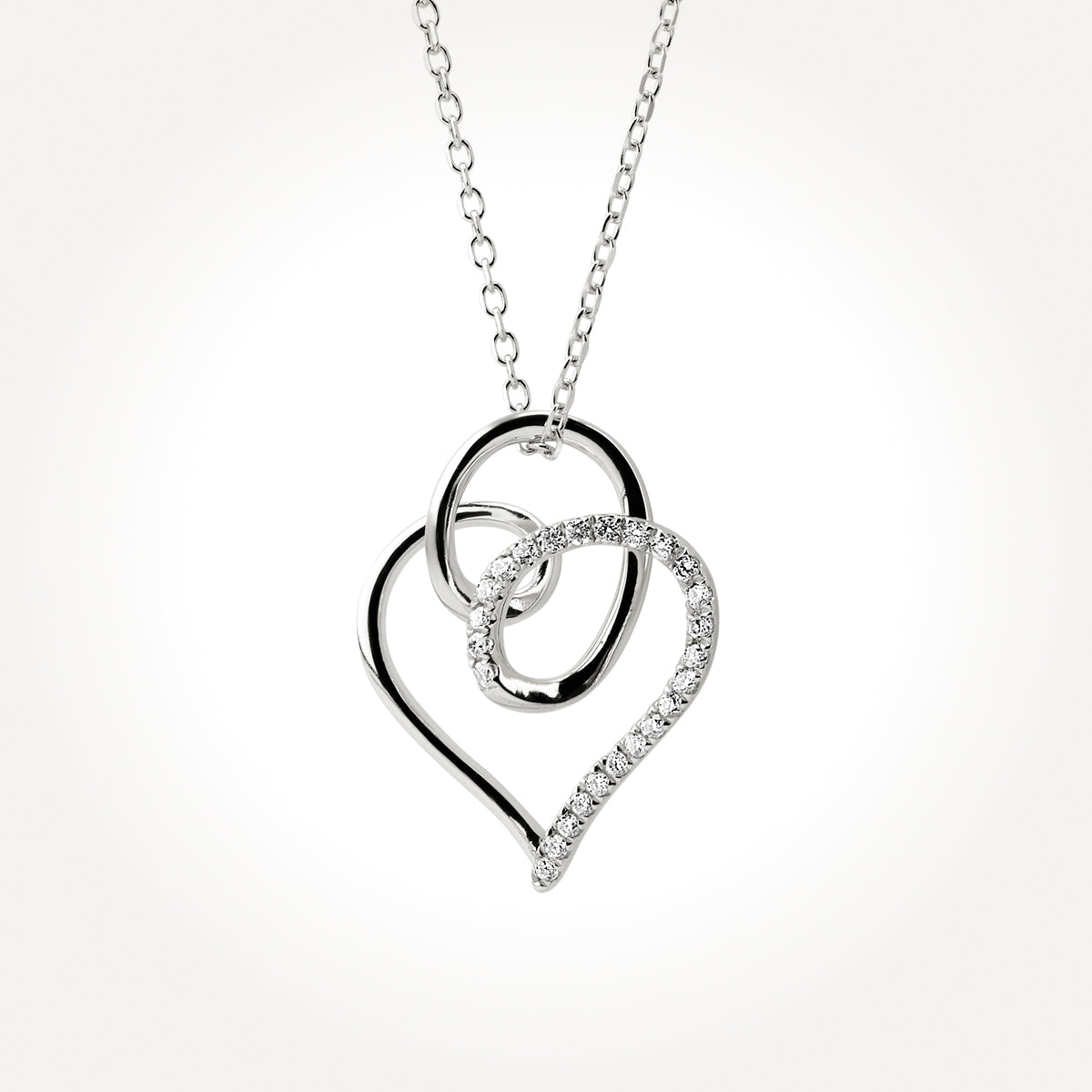 14KT White Gold Heart Necklace 