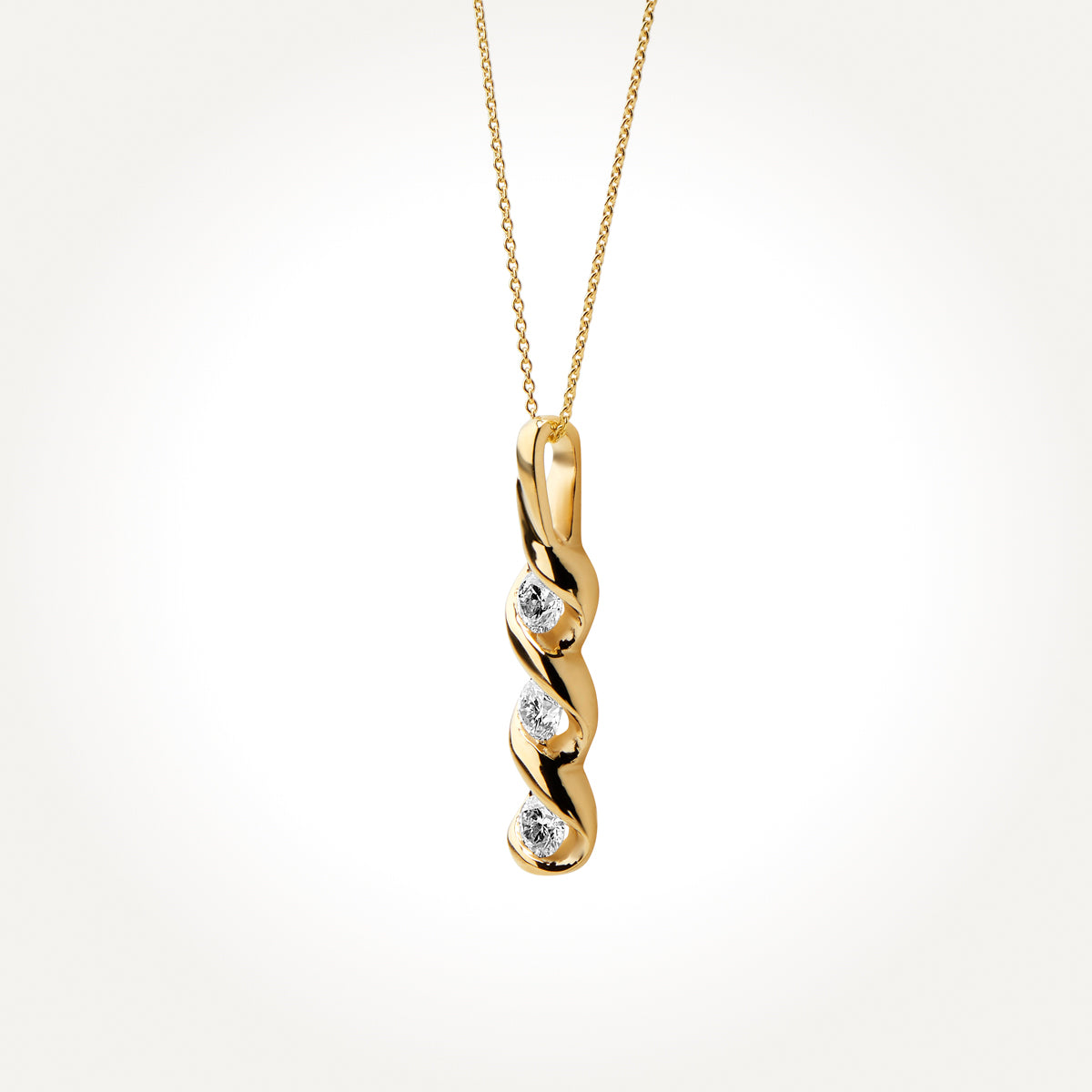 14KT Yellow Gold Three Stone Necklace 
