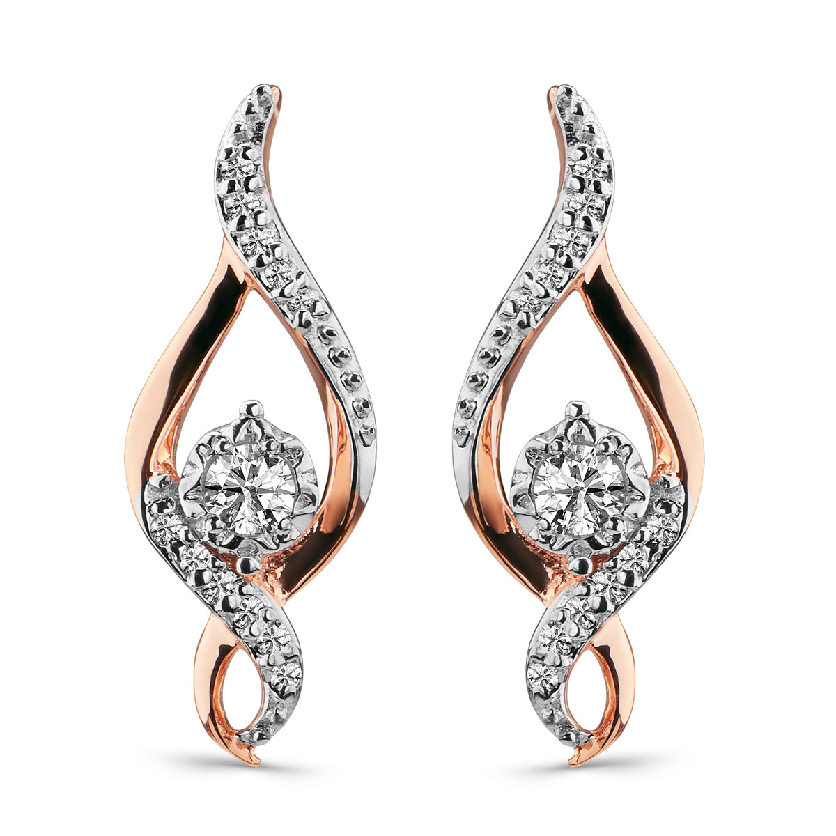 14K Rose Gold Drop Earrings 0.16 CT. T.W. 