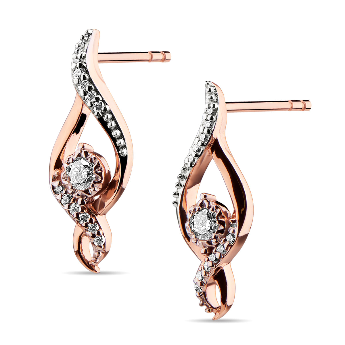 14K Rose Gold Drop Earrings 0.16 CT. T.W. 