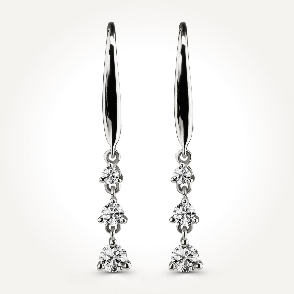 14KT White Gold Three Stone Earrings 0.35 CT. T.W. 