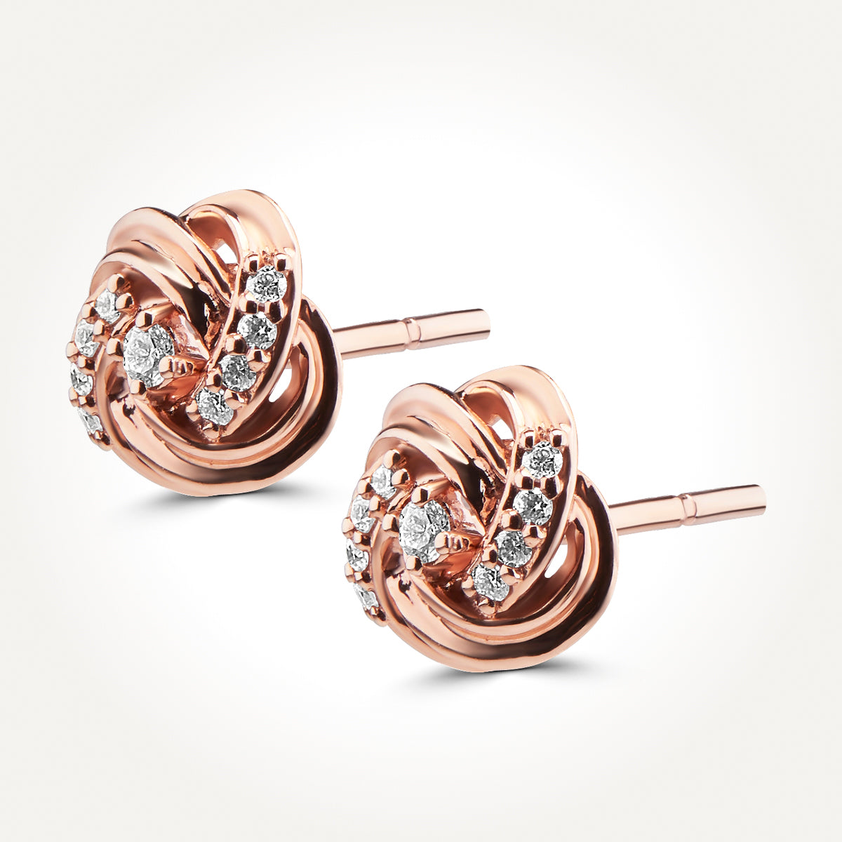14KT Rose Gold Swirl Earrings 0.12 CT. T.W. 