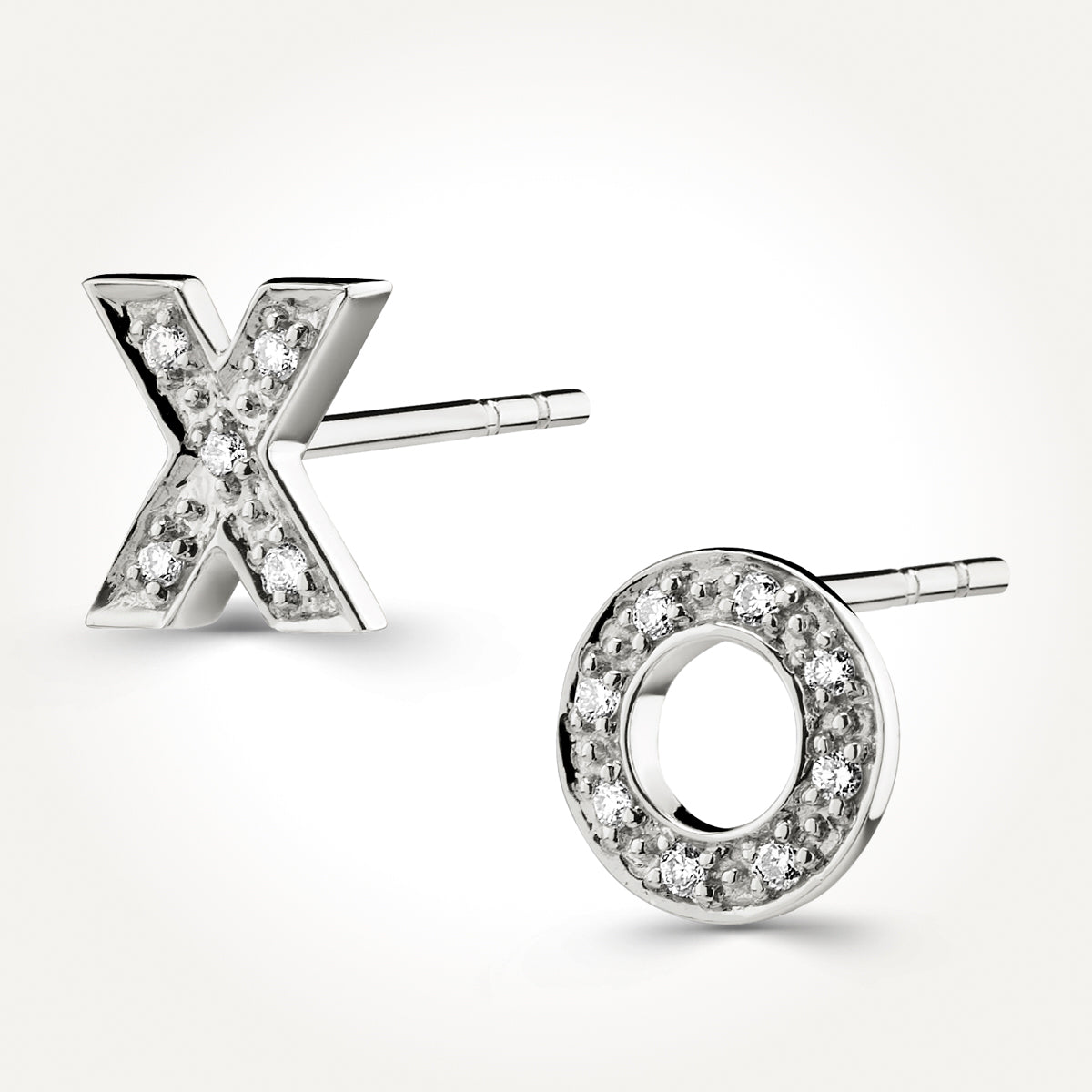 14KT White Gold Hugs &amp; Kisses Fancy Earrings 0.06 CT. T.W. 
