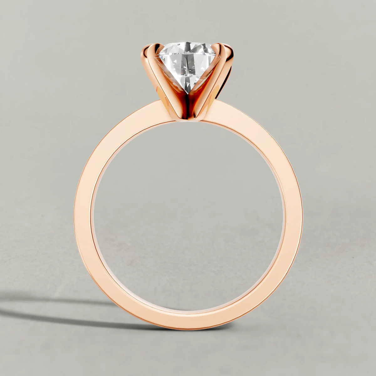 Soft-Taper Solitaire Engagement Ring (2512) in Rose Gold from front angle