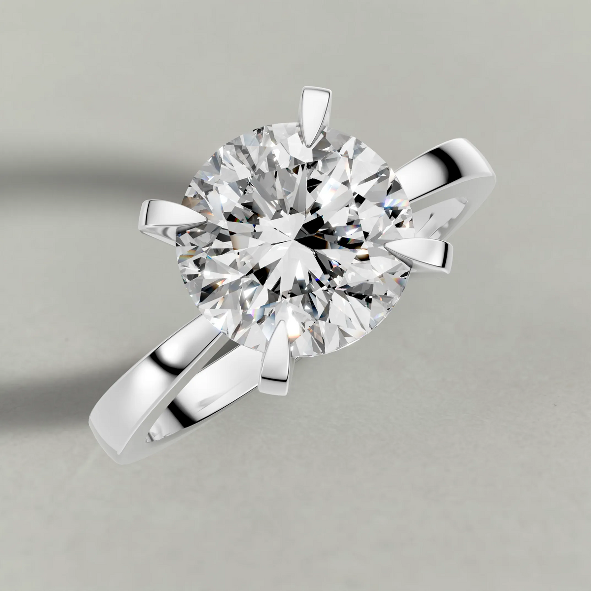 Soft-Taper Solitaire Engagement Ring (2512) in White Gold from top 3/4 angle