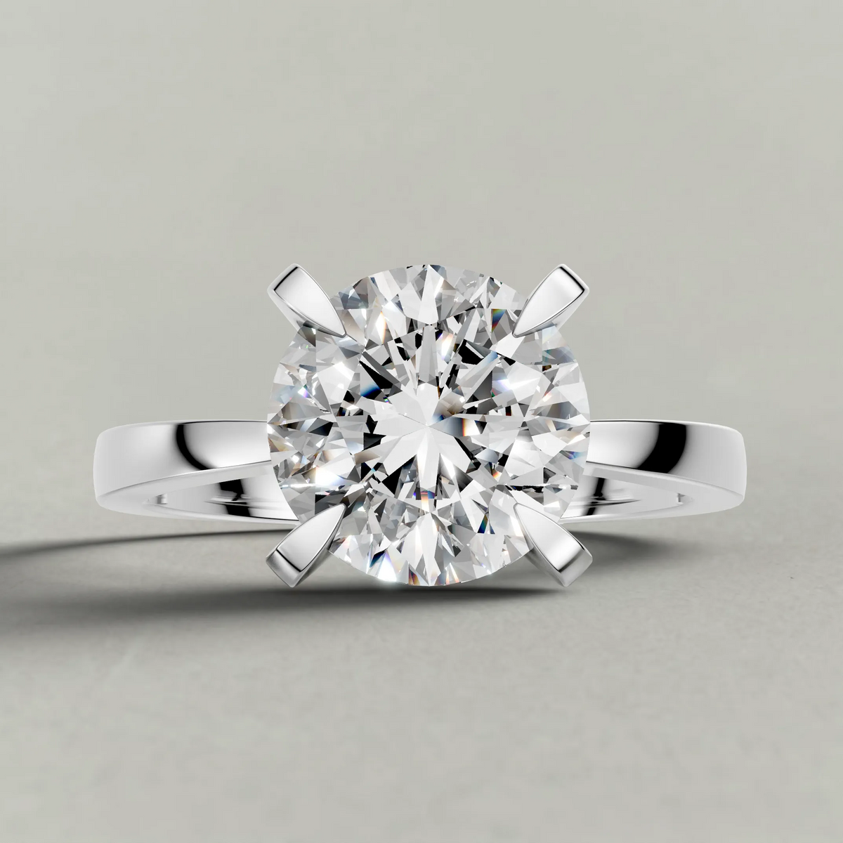 Soft-Taper Solitaire Engagement Ring (2512) in White Gold zoomed in on diamond